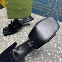 Gucci Women’s GG Slide Sandal Black GG Velvet Square Toe Low 4.3 CM Heel (8)