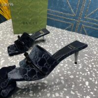 Gucci Women’s GG Slide Sandal Black GG Velvet Square Toe Low 4.3 CM Heel (8)