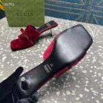 Gucci Women's GG Slide Sandal Burgundy GG Velvet Square Toe Low 4.3 CM Heel – Bild 9