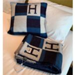 Hermes Unisex Wolle Kaschmir Blau Marine Beige Schwarz Multifunktions Decke Schal