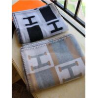 Hermes Unisex Wool Cashmere Pink Grey Beige Multifunction Blanket Scarf (1)