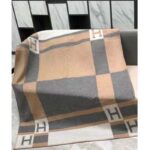 Hermes Unisex Wool Cashmere Pink Grey Beige Multifunction Blanket Scarf - Bild 5