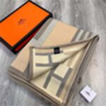 Hermes Unisex Wool Cashmere Pink Grey Beige Multifunction Blanket Scarf - Bild 8