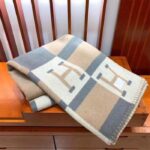 Hermes Unisex Wool Cashmere Pink Grey Beige Multifunction Blanket Scarf - Bild 2