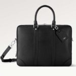 Louis Vuitton LV Uniisex Porte-Documents Voyage Black Taiga Cowhide Leather