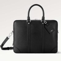 Louis Vuitton LV Uniisex Porte-Documents Voyage Black Taiga Cowhide Leather (14)