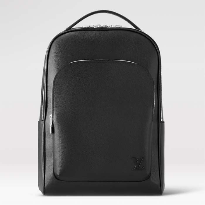 Louis Vuitton LV Unisex Avenue Backpack Black Taiga Cowhide Leather Zip Closure