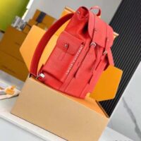 Louis Vuitton LV Unisex Christopher MM Backpack Vermillion Red Epi XL Grained Leather Cowhide (4)