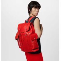 Louis Vuitton LV Unisex Christopher MM Backpack Vermillion Red Epi XL Grained Leather Cowhide (4)