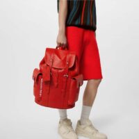 Louis Vuitton LV Unisex Christopher MM Backpack Vermillion Red Epi XL Grained Leather Cowhide (4)