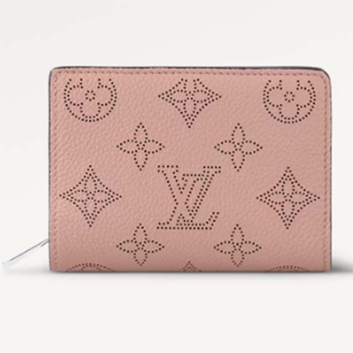 Louis Vuitton LV Unisex Cléa Wallet Magnolia Pink Mahina Perforated Calf Leather