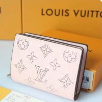 Louis Vuitton LV Unisex Cléa Wallet Magnolia Pink Mahina Perforated Calf Leather (5)