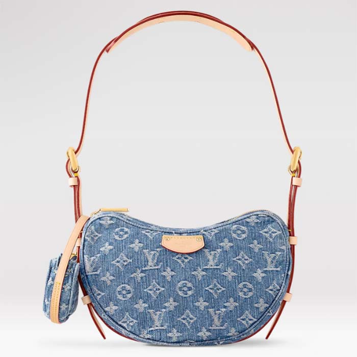 Louis Vuitton LV Unisex Croissant MM Denim Blue GOTS Certified Cotton Monogram Denim