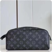 Louis Vuitton LV Unisex Dopp Kit Monogram Eclipse Coated Canvas Washable Textile Lining (4)