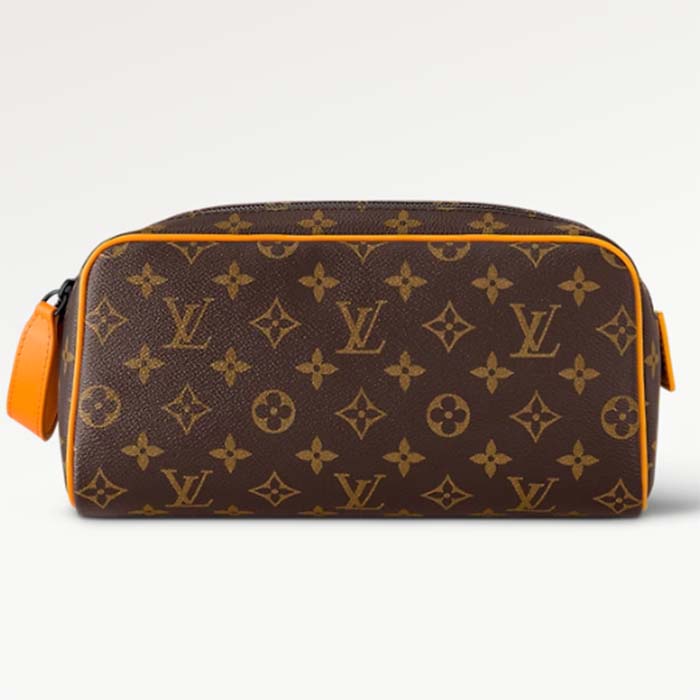 Louis Vuitton LV Unisex Dopp Kit Radiant Sun Monogram Macassar Coated Canvas Cowhide-Leather