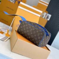 Louis Vuitton LV Unisex Dopp Kit Toilet Pouch Blue Monogram Macassar Coated Canvas (1)