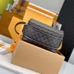 Louis Vuitton LV Unisex Dopp Kit Toilet Pouch Damier Graphite Coated Canvas Cowhide-Leather - Image 5
