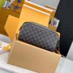 Louis Vuitton LV Unisex Dopp Kit Toilet Pouch Damier Graphite Coated Canvas Cowhide-Leather - Image 3