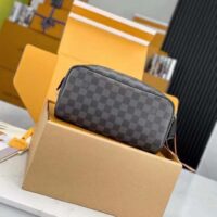 Louis Vuitton LV Unisex Dopp Kit Toilet Pouch Damier Graphite Coated Canvas Cowhide-Leather (9)