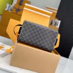 Louis Vuitton LV Unisex Dopp Kit Toilet Pouch Damier Graphite Coated Canvas Cowhide-Leather - Image 4