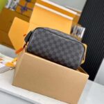 Louis Vuitton LV Unisex Dopp Kit Toilet Pouch Damier Graphite Coated Canvas Cowhide-Leather - Image 2