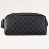 Louis Vuitton LV Unisex Dopp Kit Toilet Pouch Damier Graphite Coated Canvas Cowhide-Leather (9)