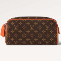 Louis Vuitton LV Unisex Dopp Kit Toilet Pouch Orange Monogram Macassar Coated Canvas (10)