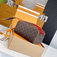 Louis Vuitton LV Unisex Dopp Kit Toilet Pouch Orange Monogram Macassar Coated Canvas (10)