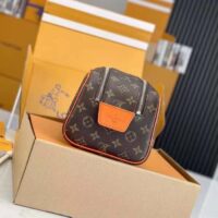 Louis Vuitton LV Unisex Dopp Kit Toilet Pouch Orange Monogram Macassar Coated Canvas (10)