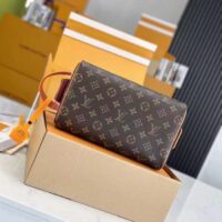 Louis Vuitton LV Unisex Dopp Kit Toilet Pouch Orange Monogram Macassar Coated Canvas (10)