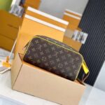 Louis Vuitton LV Unisex Dopp Kit Toilet Pouch Yellow Monogram Macassar Coated Canvas - Image 4