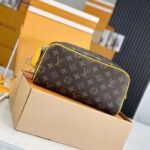 Louis Vuitton LV Unisex Dopp Kit Toilet Pouch Yellow Monogram Macassar Coated Canvas - Image 3
