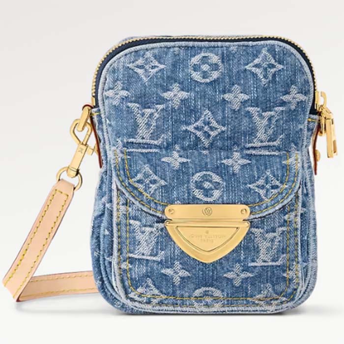 Louis Vuitton LV Unisex Fairfax Pochette Denim Blue GOTS Monogram Denim Canvas Natural Cowhide Leather
