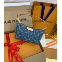 Louis Vuitton LV Unisex Hills Pochette Denim Blue GOTS Certified Cotton Monogram Denim (8)