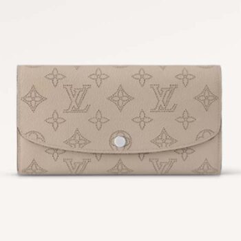 Louis Vuitton LV Unisex Iris Wallet Galet Grey Mahina Perforated Calf Leather
