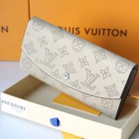 Louis Vuitton LV Unisex Iris Wallet Galet Grey Mahina Perforated Calf Leather (1)