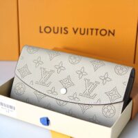 Louis Vuitton LV Unisex Iris Wallet Galet Grey Mahina Perforated Calf Leather (1)