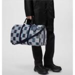 Louis Vuitton LV Unisex Keepall Bandoulière 50 Blue Moon Damier Rush Epi XL Leather Cowhide-Leather - Image 15