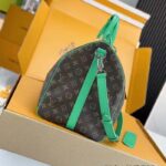 Louis Vuitton LV Unisex Keepall Bandoulière 50 Green Monogram Macassar Coated Canvas - immagine 8