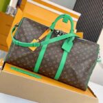 Louis Vuitton LV Unisex Keepall Bandoulière 50 Green Monogram Macassar Coated Canvas - immagine 2