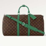 Louis Vuitton LV Unisex Keepall Bandoulière 50 verde tela rivestita Monogram Macassar