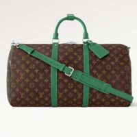 Louis Vuitton LV Unisex Keepall Bandoulière 50 Green Monogram Macassar Coated Canvas (9)