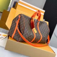 Louis Vuitton LV Unisex Keepall Bandoulière 50 Orange Monogram Macassar Coated Canvas (9)