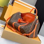 Louis Vuitton LV Unisex Keepall Bandoulière 50 Orange Monogram Macassar Coated Canvas - Imagen 7