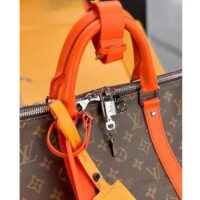 Louis Vuitton LV Unisex Keepall Bandoulière 50 Orange Monogram Macassar Coated Canvas (9)