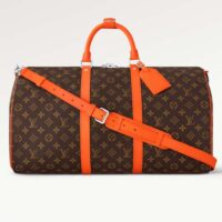 Louis Vuitton LV Unisex Keepall Bandoulière 50 Orange Monogram Macassar Coated Canvas (9)