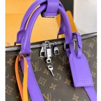 Louis Vuitton LV Unisex Keepall Bandoulière 50 Purple Monogram Macassar Coated Canvas (9)