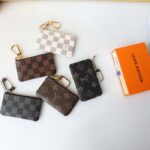 Louis Vuitton LV Unisex Key Pouch Damier Ebene Coated Canvas Zip Closure - Image 7