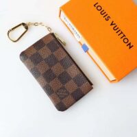 Louis Vuitton LV Unisex Key Pouch Damier Ebene Coated Canvas Zip Closure (4)