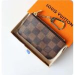 Louis Vuitton LV Unisex Key Pouch Damier Ebene Coated Canvas Zip Closure - Image 4